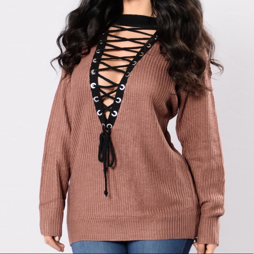 SOLD Fashion Nova lace up sweater
